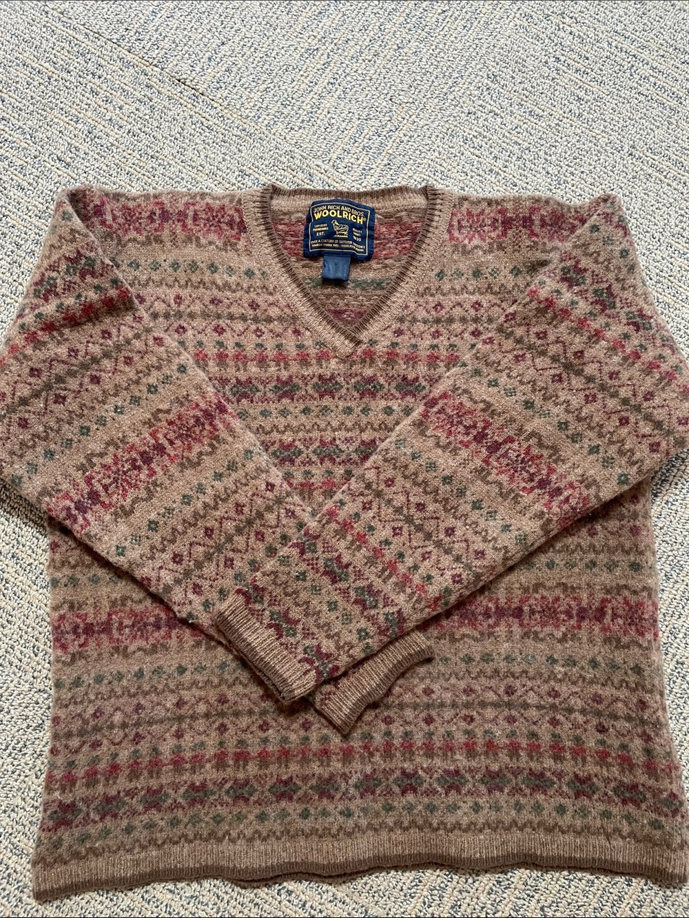 WOOLRICH Women’s V-Neck Fair Isle Sweater 100% wool